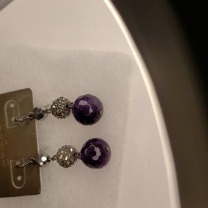 Chico's purple and silver dangling earrings